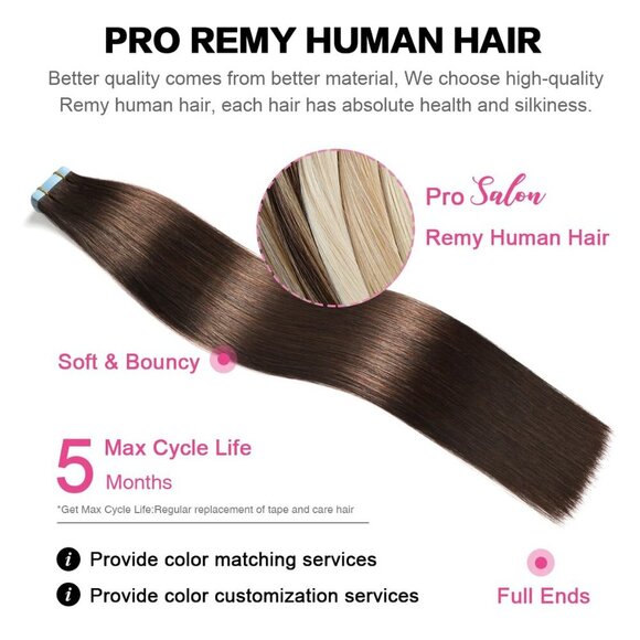 Tape in Hair Extensions Human Hair 100% Remy Human Hair 20pcs 50g/pack Straight - Picture 4 of 6